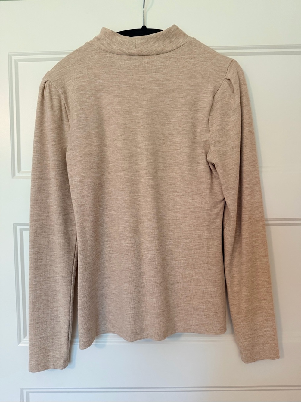 White House Black Market Women's Long-Sleeve Mock Neck Top in Light Taupe